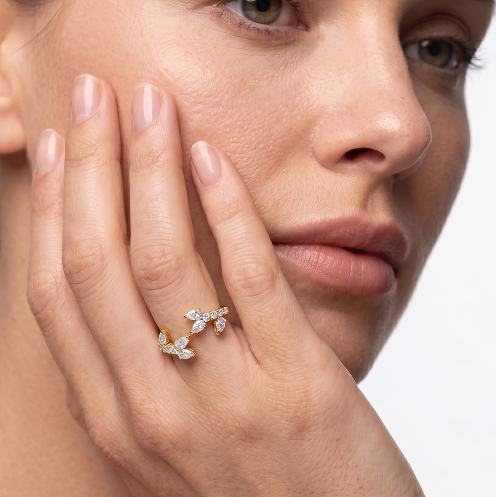 The Vine Curve Ring with 14KT White Gold / Lab / 3/4 Cut Diamond in 14KT White Gold / Lab / 3/4 view 3
