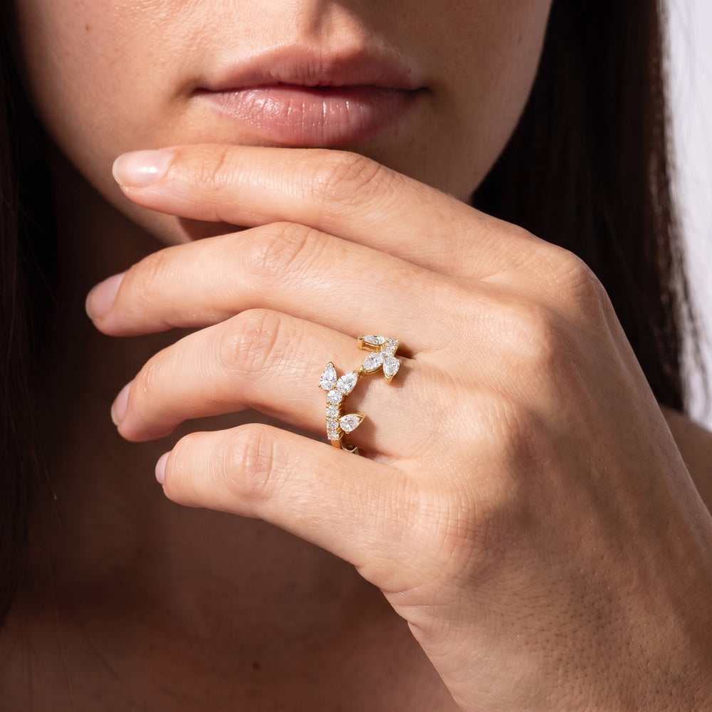 The Vine Curve Ring with 14KT Rose Gold / Lab / 3/4 Cut Diamond in 14KT Rose Gold / Lab / 3/4 view 2
