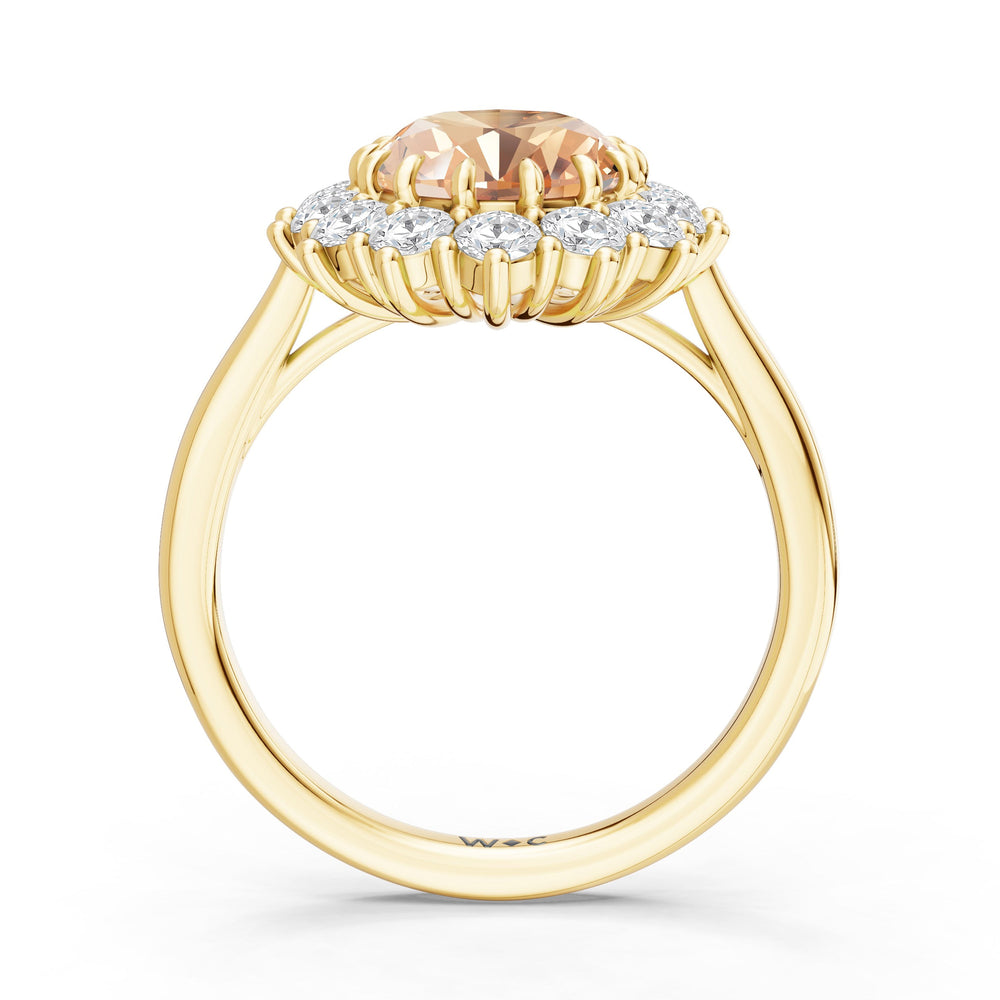 The Spencer Ring with Created Morganite Cut Diamond in 14KT Yellow Gold view 2
