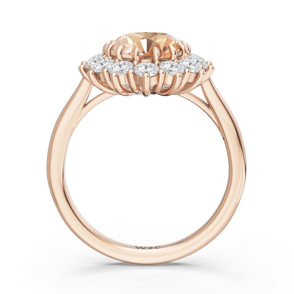 The Spencer Ring with Created Morganite Cut Diamond in 14KT Rose Gold view 2
