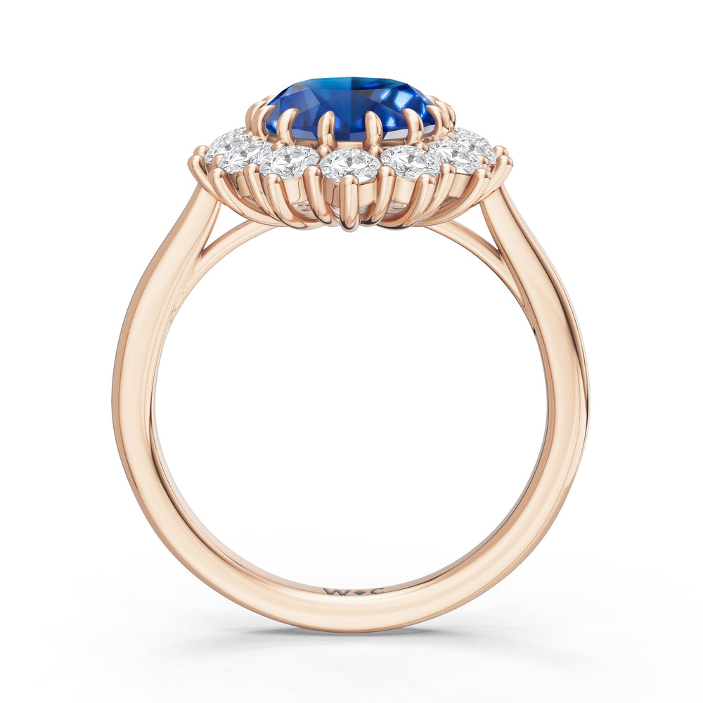 The Spencer Ring with Created Blue Sapphire Cut Diamond in 14KT Rose Gold view 2
