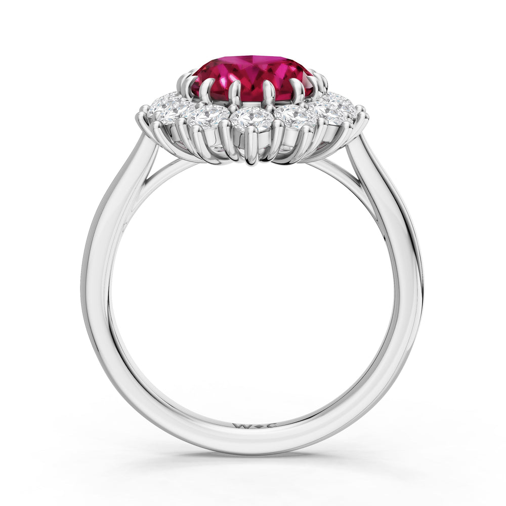 The Spencer Ring with Created Ruby Cut Diamond in 14KT Platinum view 2
