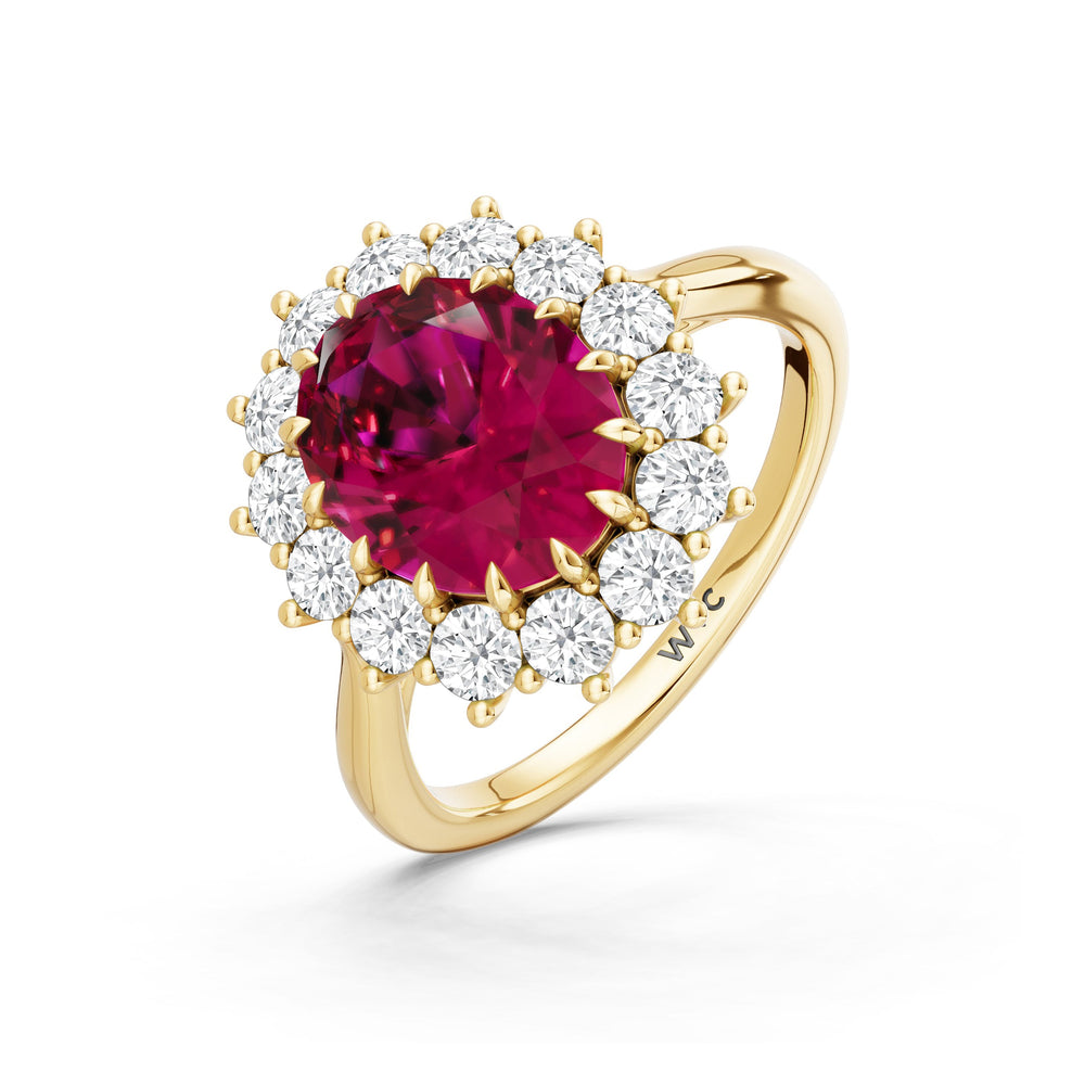 The Spencer Ring with Created Ruby Cut Diamond in 14KT Yellow Gold view 3
