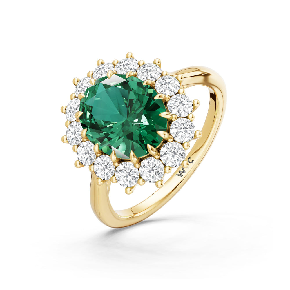 The Spencer Ring with Created Emerald Cut Diamond in 14KT Yellow Gold view 3

