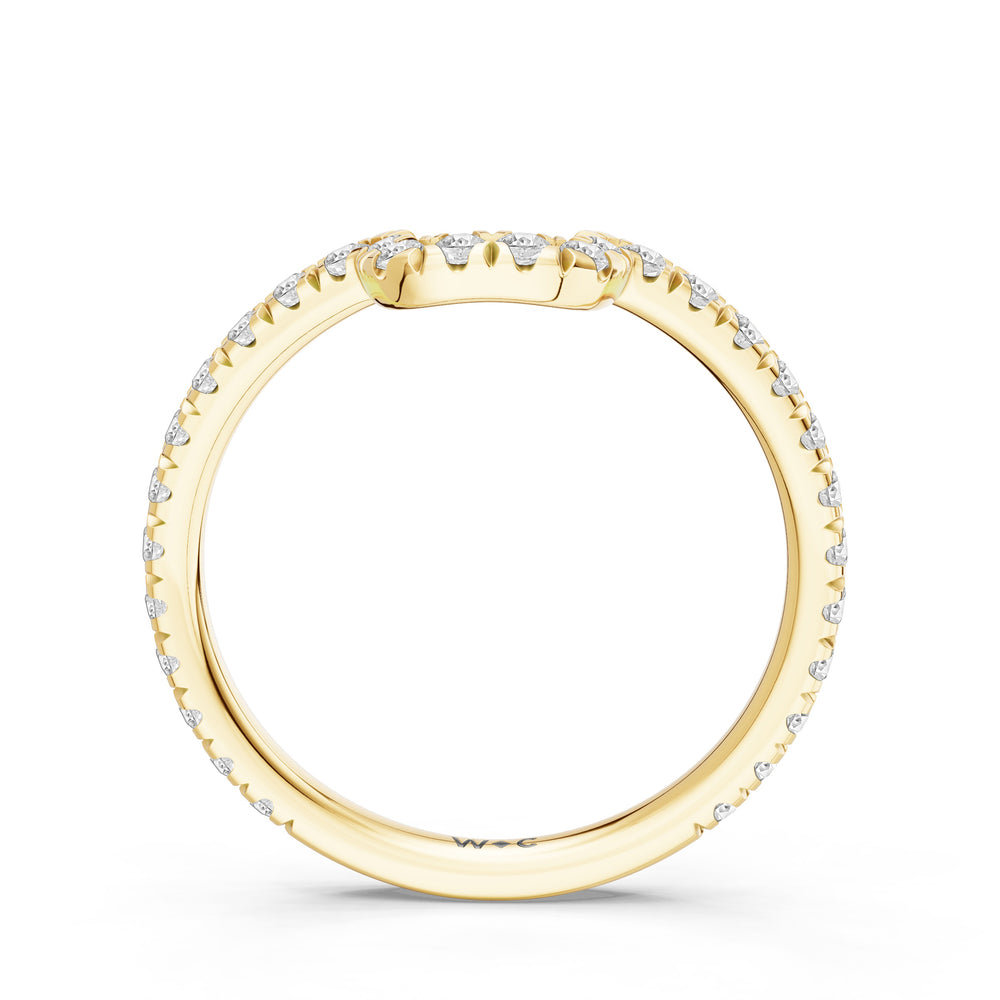The Trilume Diamond Wedding Band with Created London Blue Topaz Cut Diamond in 14KT Yellow Gold view 2
