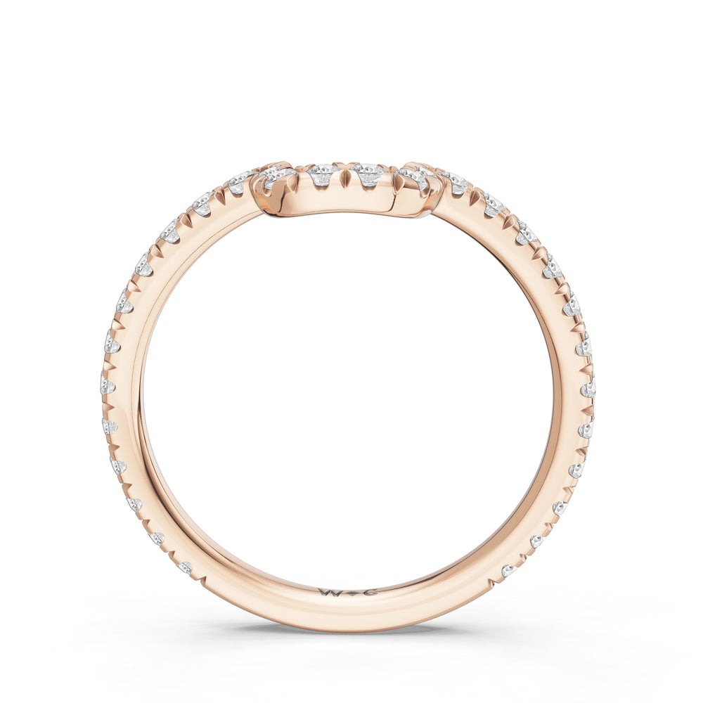 The Trilume Diamond Wedding Band with Created Blue Sapphire Cut Diamond in 14KT Rose Gold view 2
