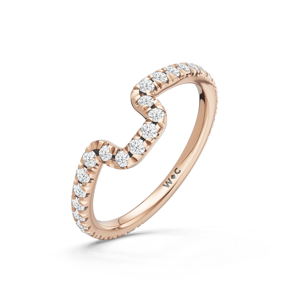 The Trilume Diamond Wedding Band with Created Ruby Cut Diamond in 14KT Rose Gold view 4
