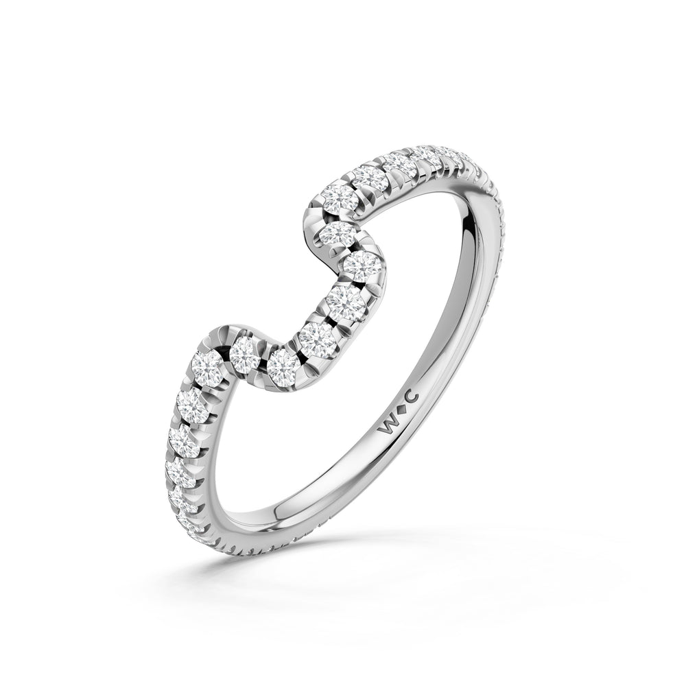 The Trilume Diamond Wedding Band with Created Blue Sapphire Cut Diamond in 14KT Platinum view 4
