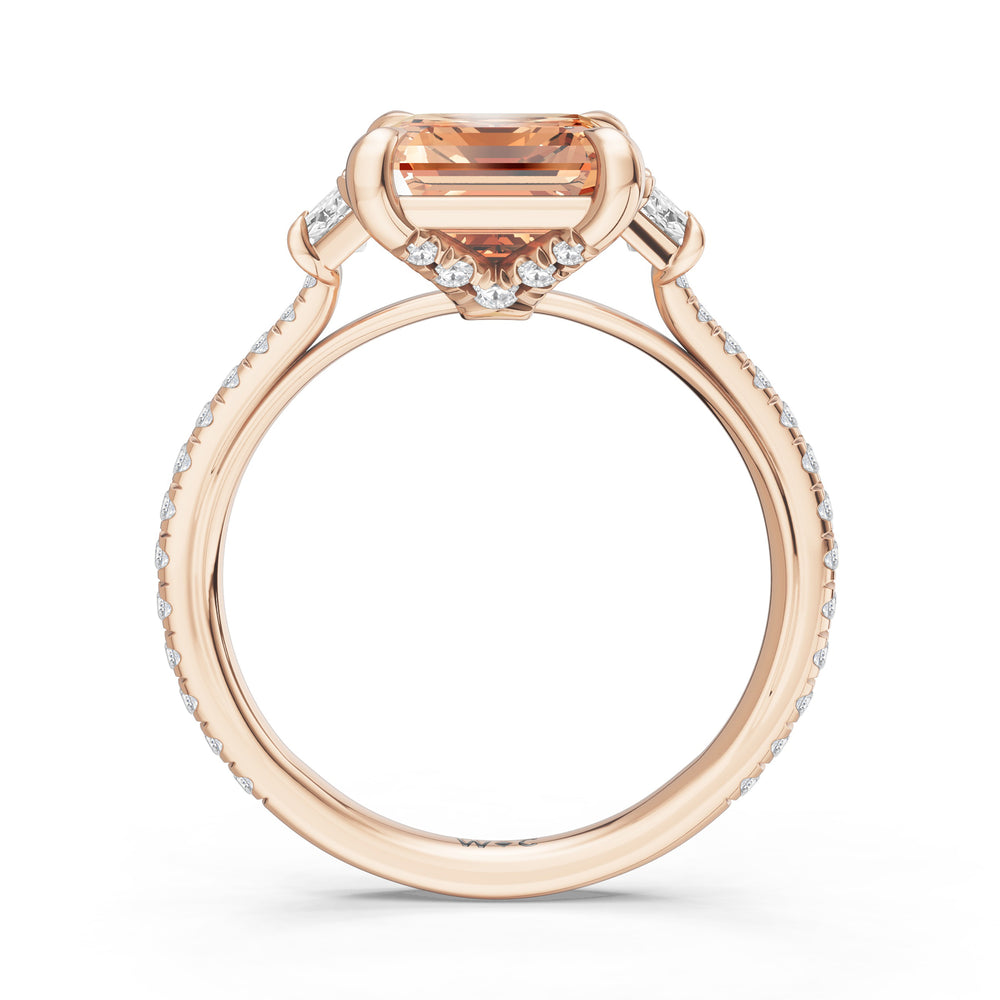 The Trilume Ring with 10X8 MM Cut Diamond in 14KT Rose Gold view 2
