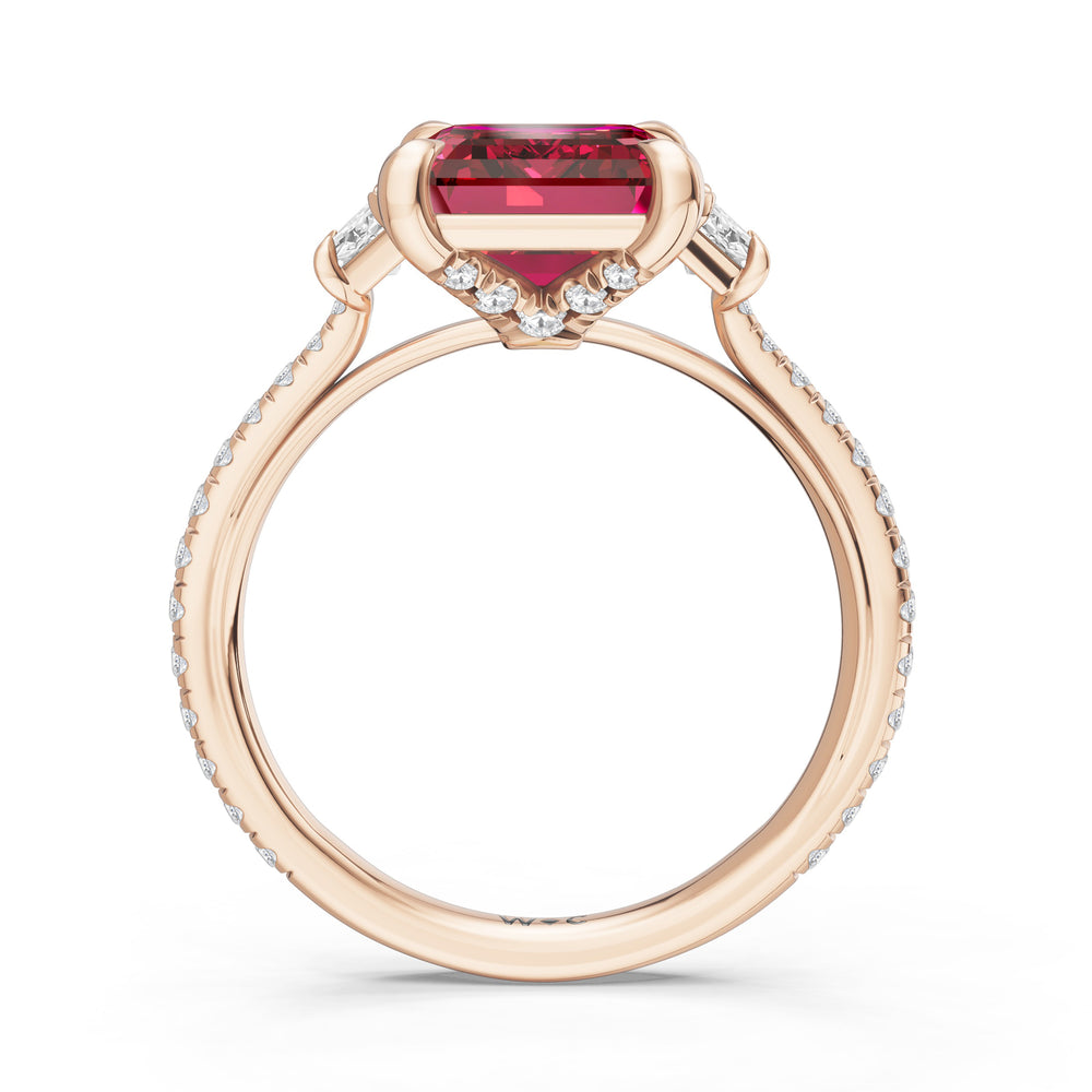 The Trilume Ring with 10X8 MM Cut Diamond in 14KT Rose Gold view 2
