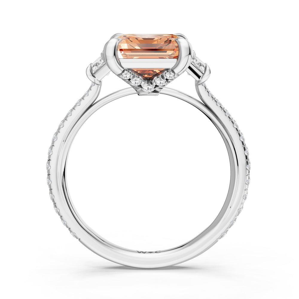 The Trilume Ring with 10X8 MM Cut Diamond in 14KT Platinum view 2
