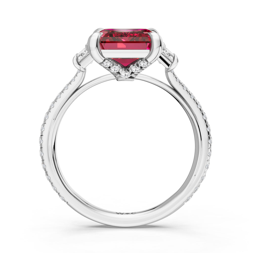 The Trilume Ring with 10X8 MM Cut Diamond in 14KT Platinum view 2
