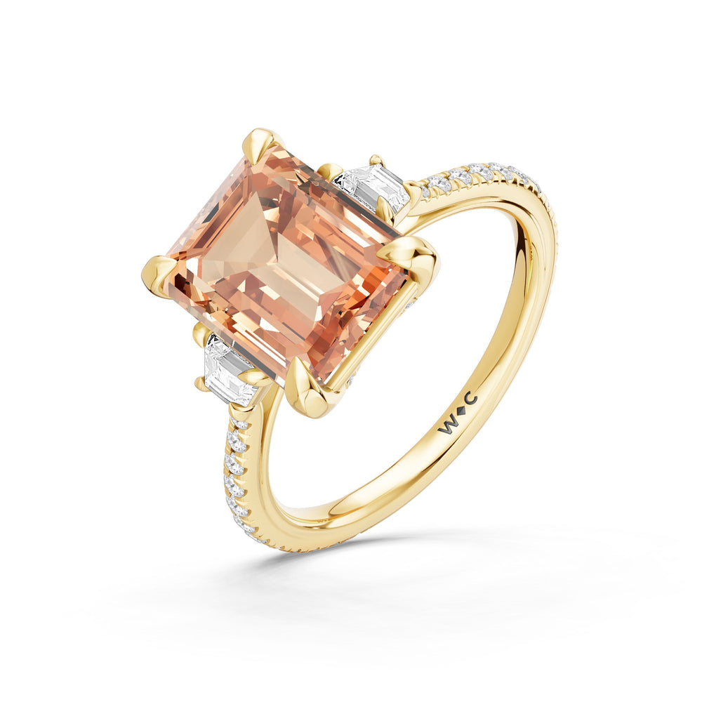 The Trilume Ring with Created Morganite Cut Diamond in 14KT Yellow Gold view 3
