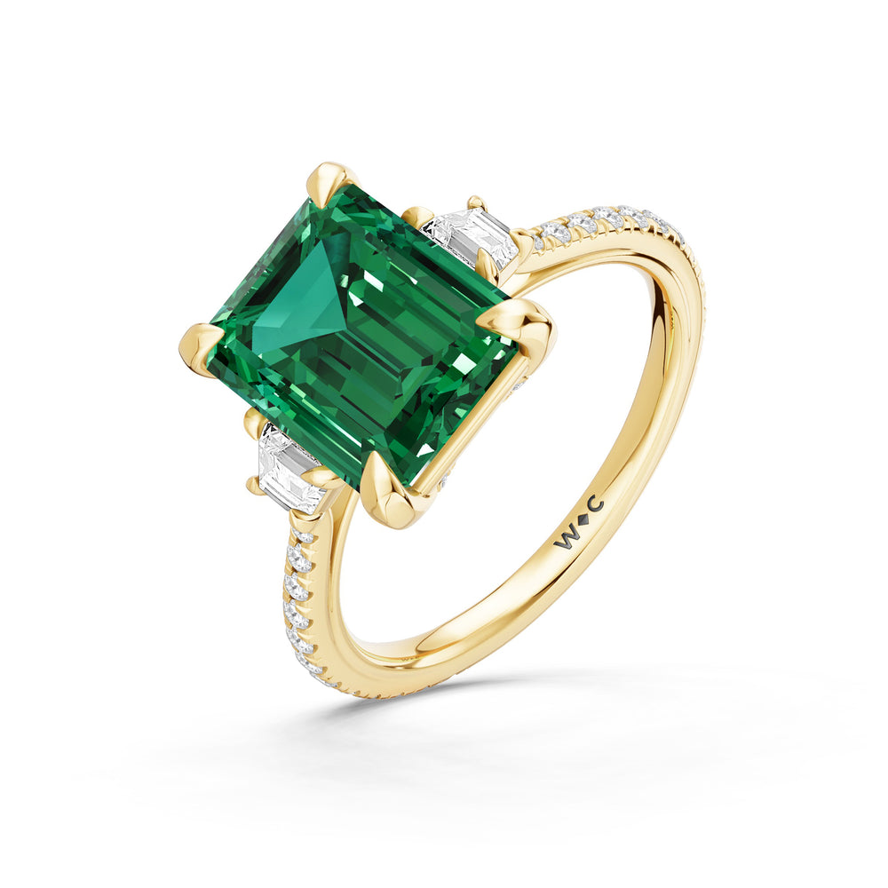 The Trilume Ring with 10X8 MM Cut Diamond in 14KT Yellow Gold view 3
