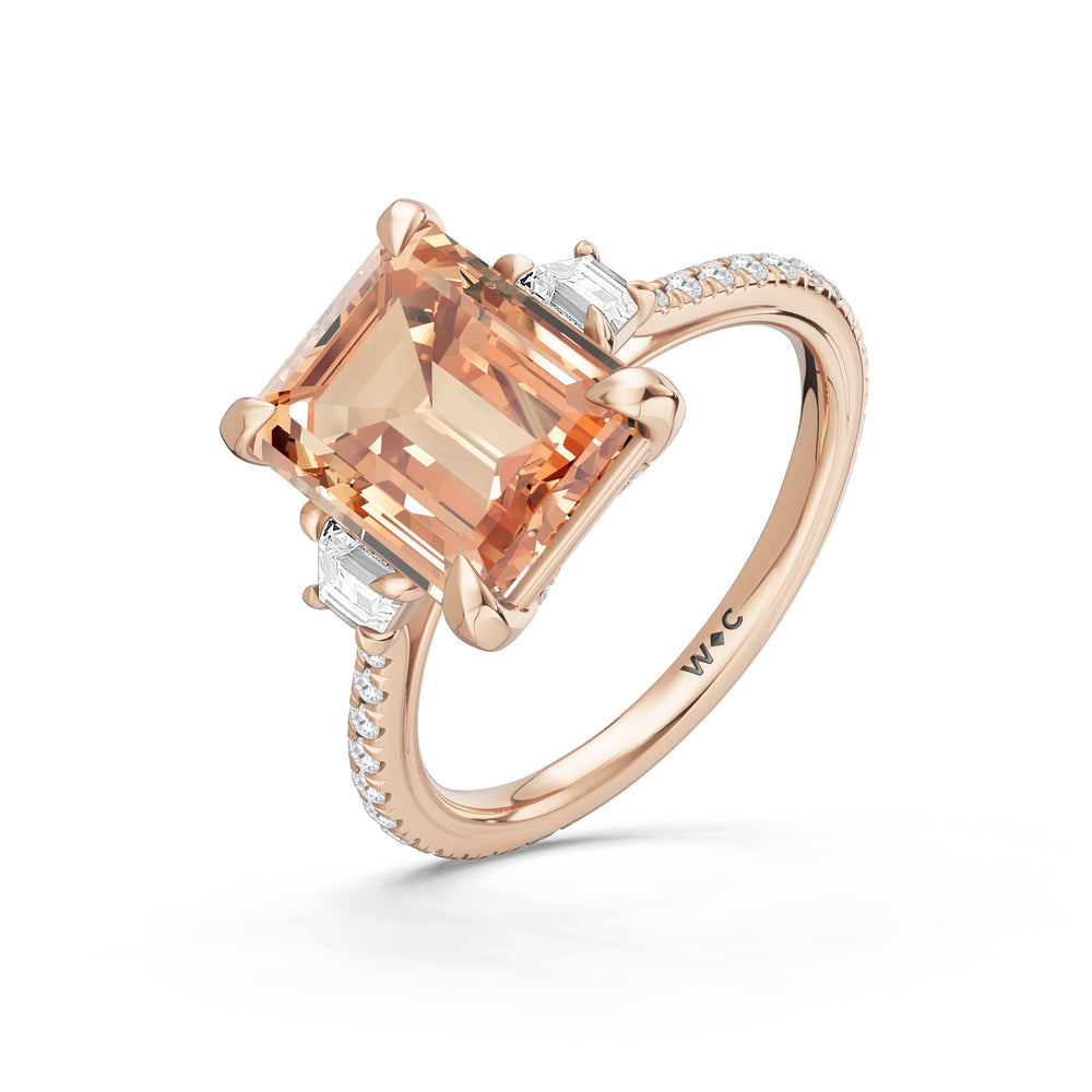 The Trilume Ring with 10X8 MM Cut Diamond in 14KT Rose Gold view 3
