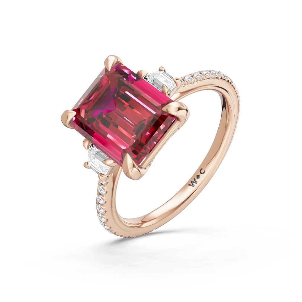 The Trilume Ring with 10X8 MM Cut Diamond in 14KT Rose Gold view 3
