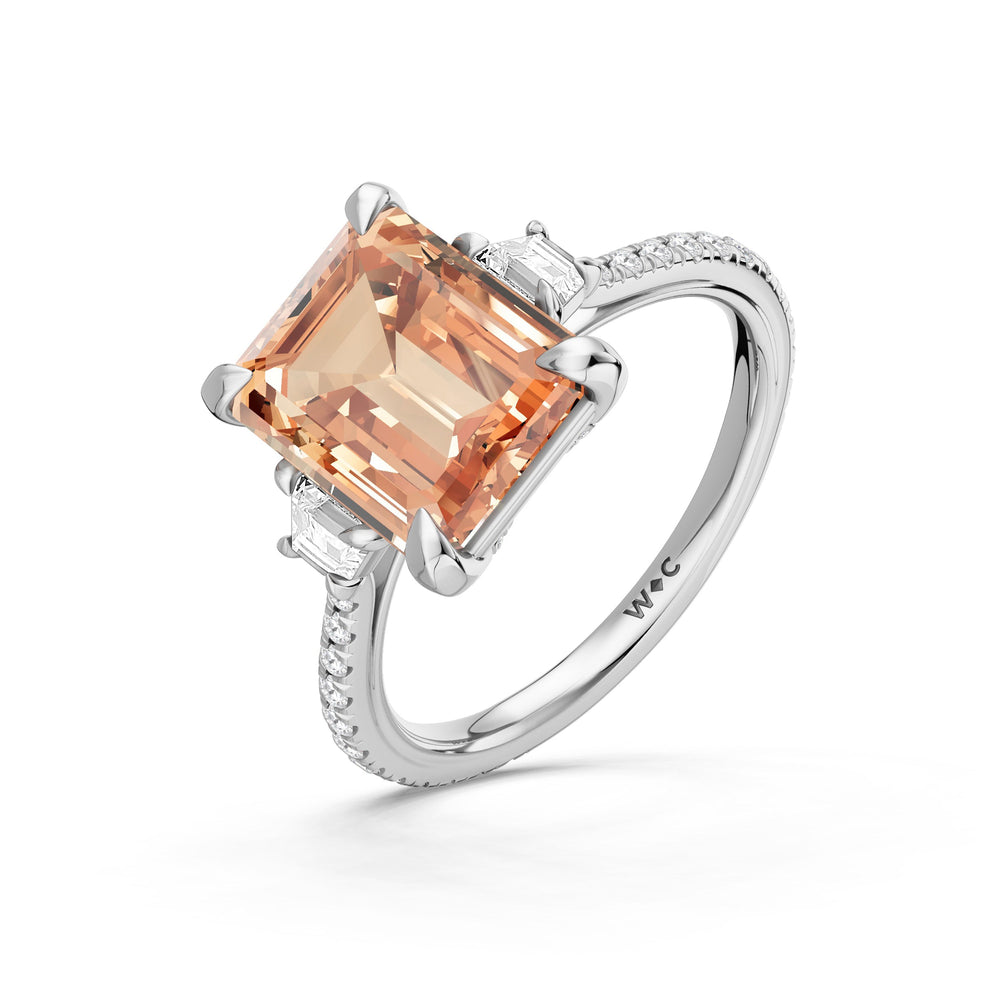The Trilume Ring with Created Morganite Cut Diamond in 14KT Platinum view 3
