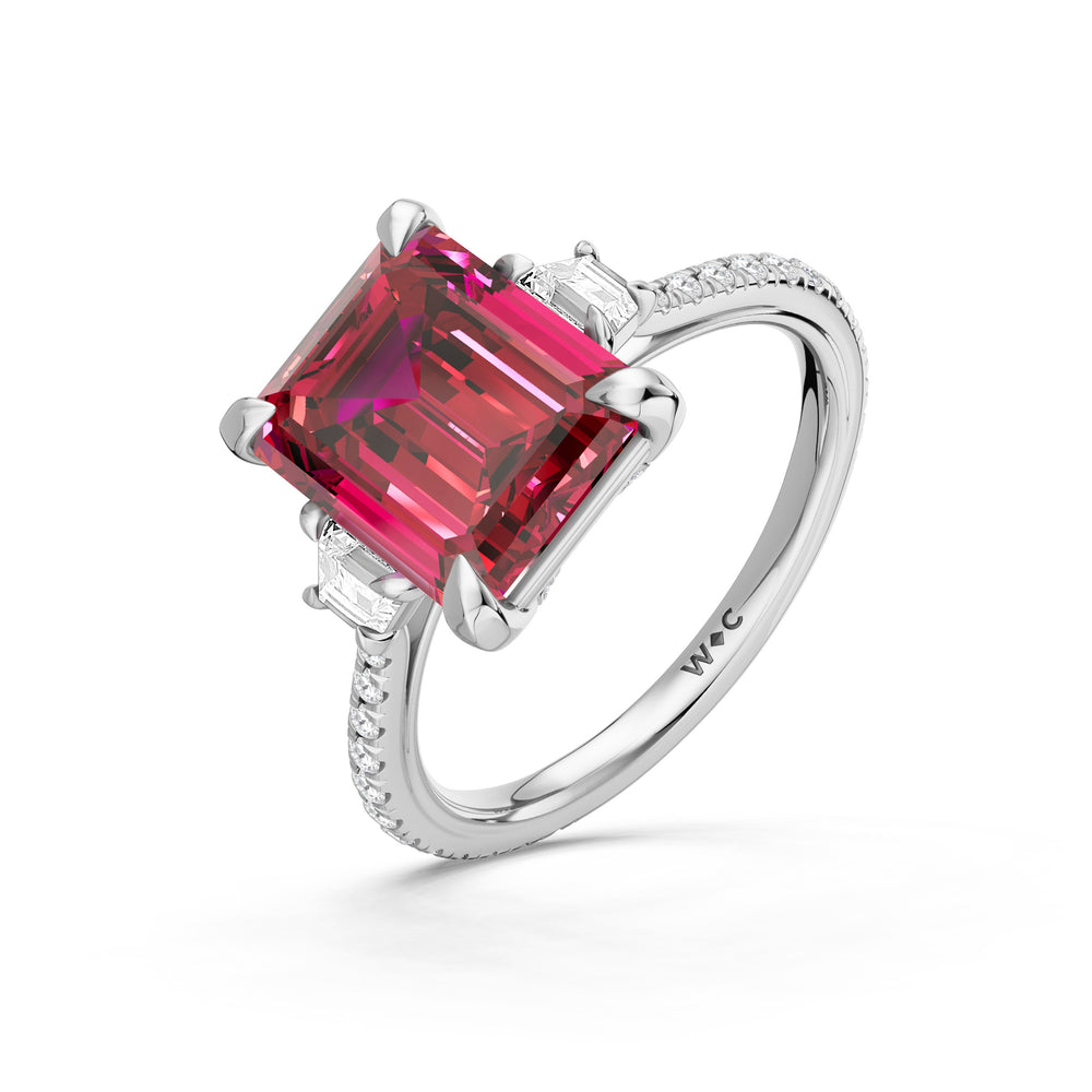 The Trilume Ring with 10X8 MM Cut Diamond in 14KT Platinum view 3
