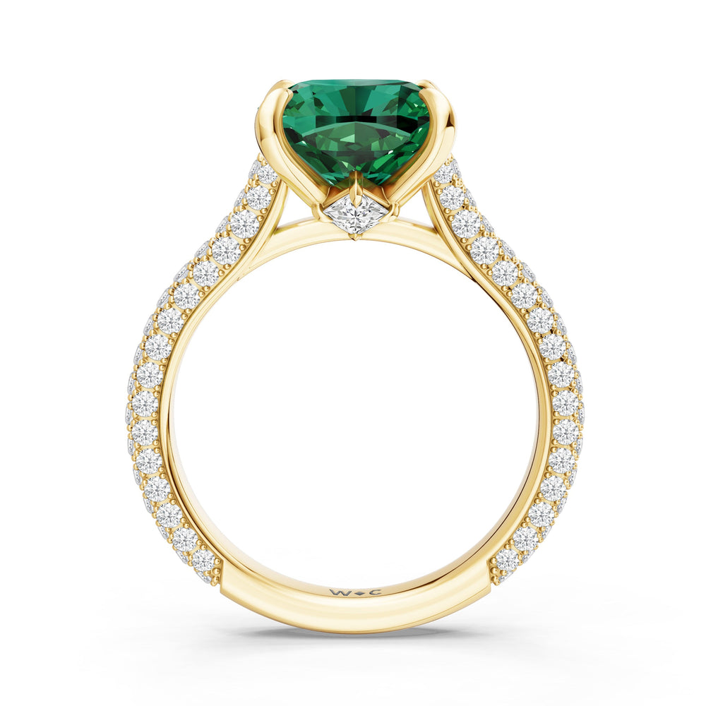 The Rouge Ring with Created Emerald Cut Diamond in 14KT Yellow Gold view 2
