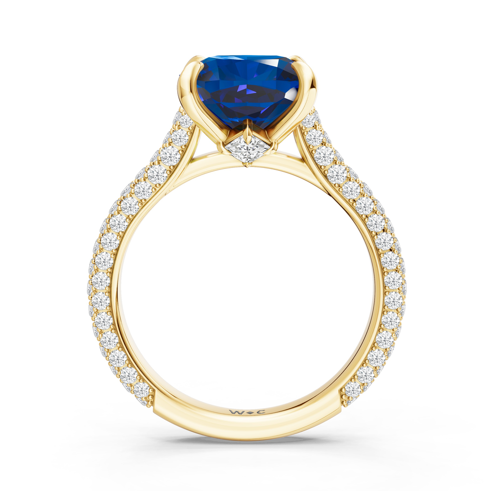 The Rouge Ring with Created Blue Sapphire Cut Diamond in 14KT Yellow Gold view 2
