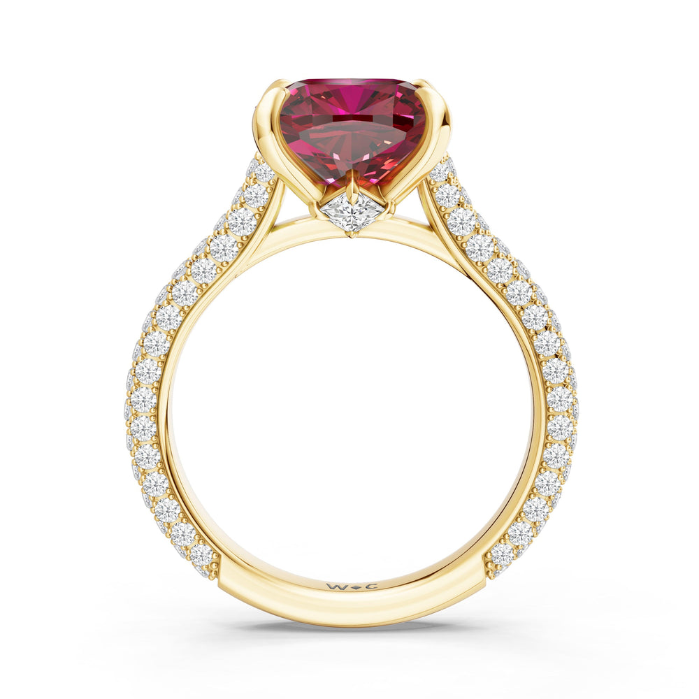 The Rouge Ring with Created Ruby Cut Diamond in 14KT Yellow Gold view 2
