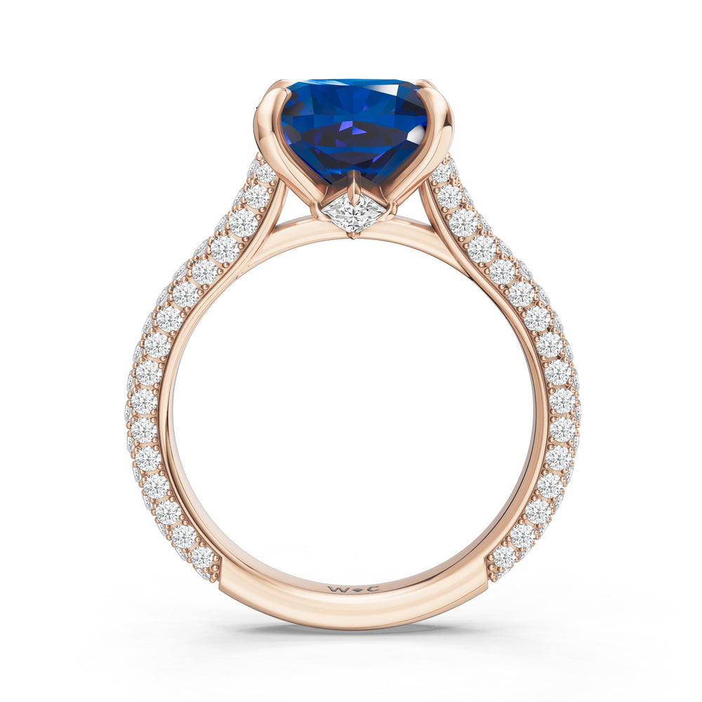 The Rouge Ring with Created Blue Sapphire Cut Diamond in 14KT Rose Gold view 2
