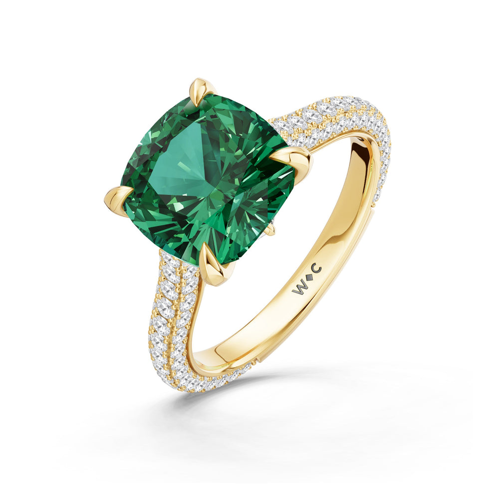The Rouge Ring with Created Emerald Cut Diamond in 14KT Yellow Gold view 3

