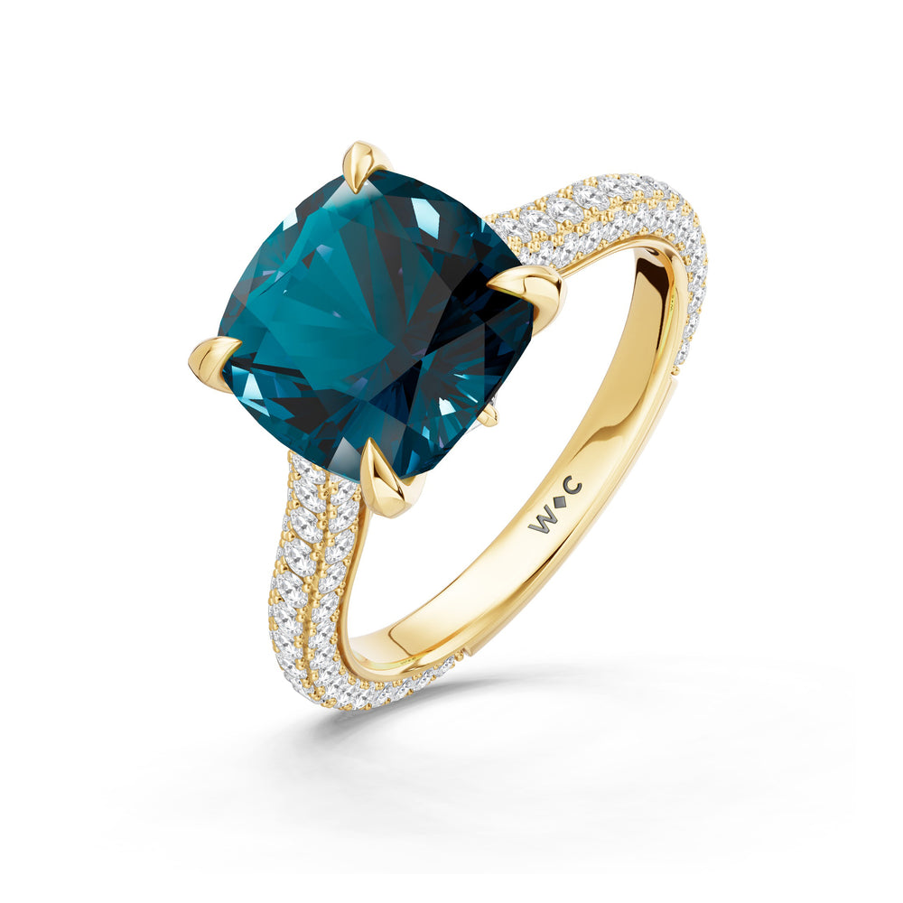 The Rouge Ring with 9X9 MM Cut Diamond in 14KT Yellow Gold view 3
