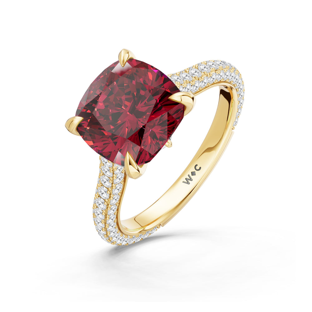 The Rouge Ring with 9X9 MM Cut Diamond in 14KT Yellow Gold view 3
