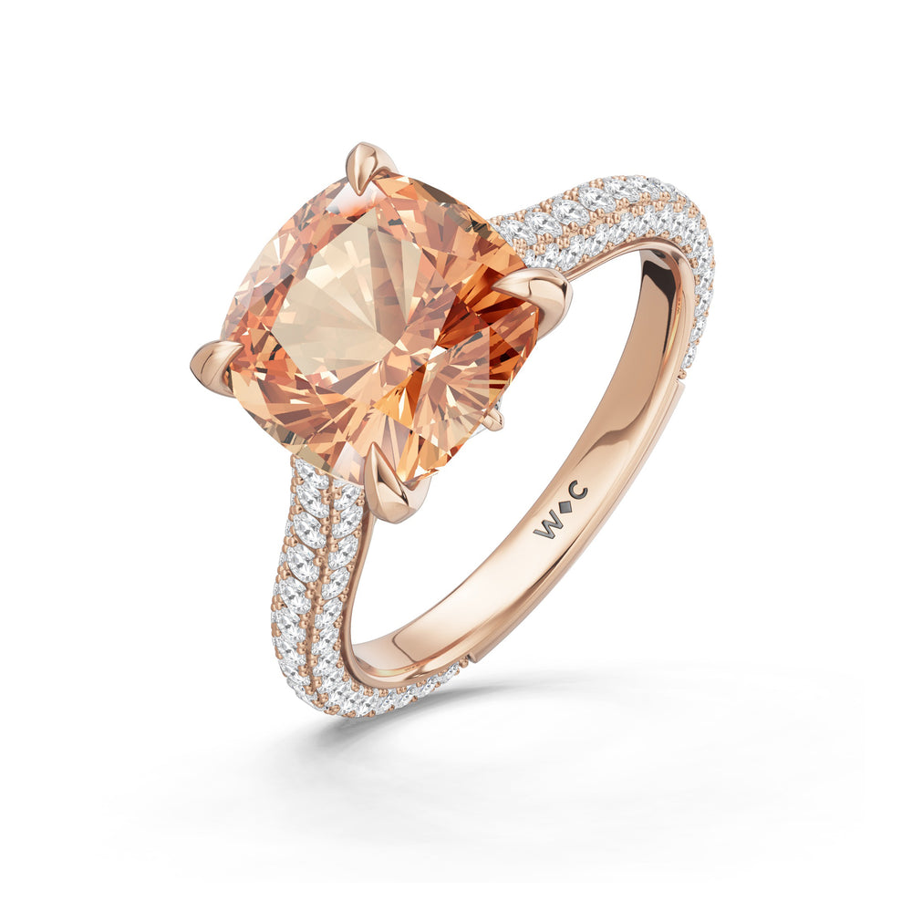 The Rouge Ring with 9X9 MM Cut Diamond in 14KT Rose Gold view 3
