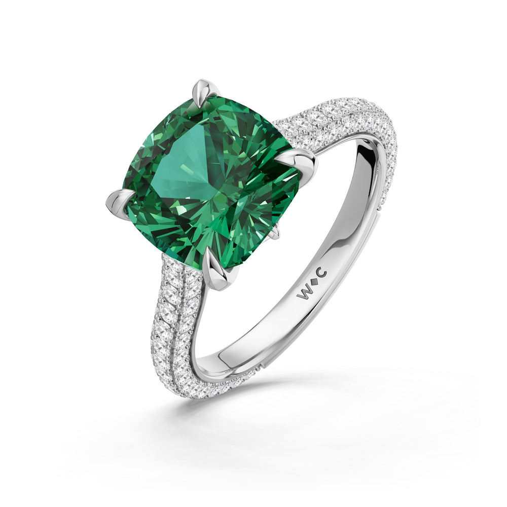 The Rouge Ring with Created Emerald Cut Diamond in 14KT Platinum view 3
