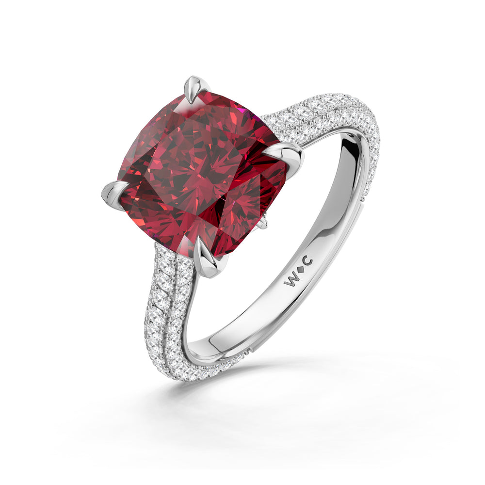 The Rouge Ring with 9X9 MM Cut Diamond in 14KT Platinum view 3
