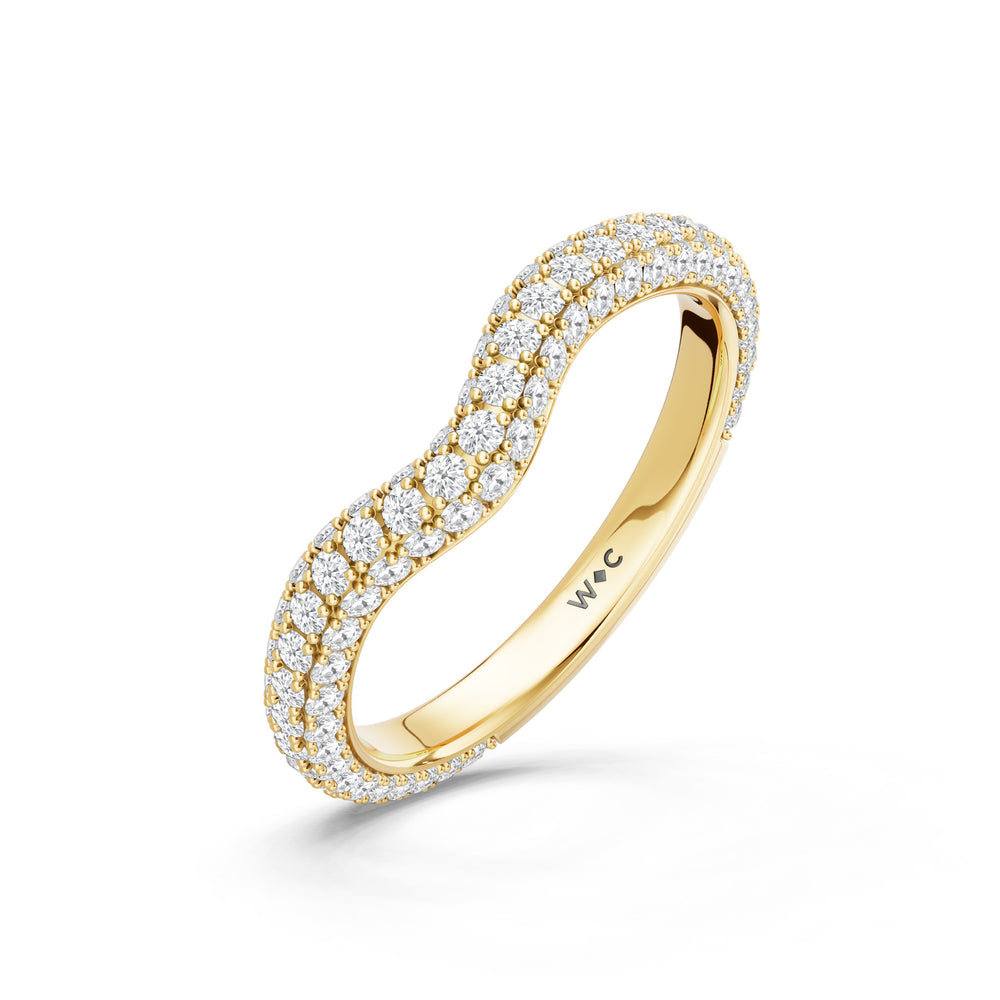 The Rouge Diamond Wedding Band with Created Blue Sapphire Cut Diamond in 14KT Yellow Gold view 4

