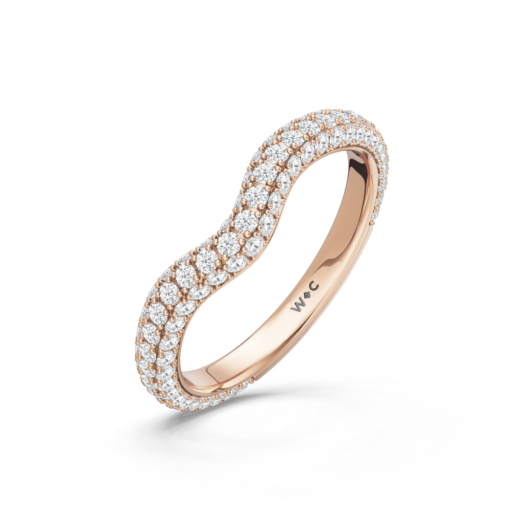 The Rouge Diamond Wedding Band with Created Ruby Cut Diamond in 14KT Rose Gold view 4
