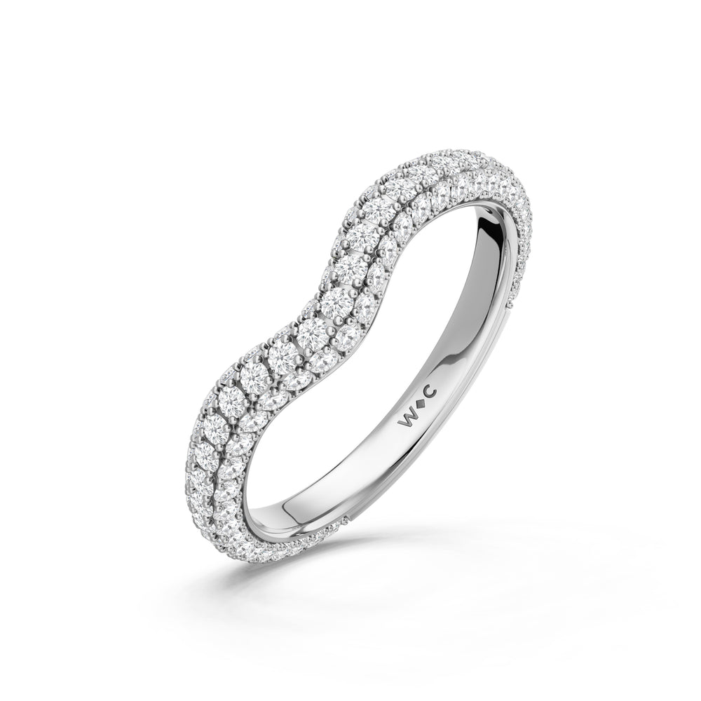 The Rouge Diamond Wedding Band with Created Blue Sapphire Cut Diamond in 14KT Platinum view 4

