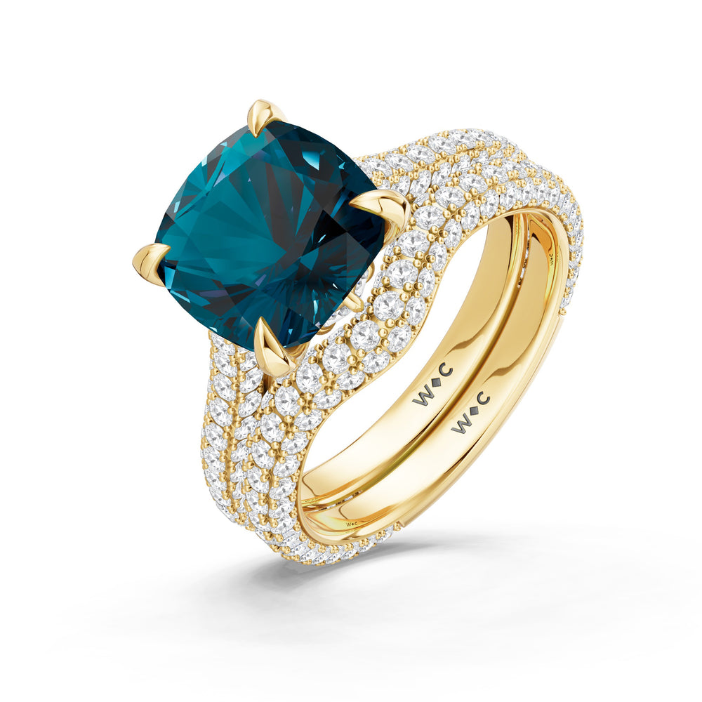 The Rouge Ring with Created London Blue Topaz Cut Diamond in 14KT Yellow Gold view 4
