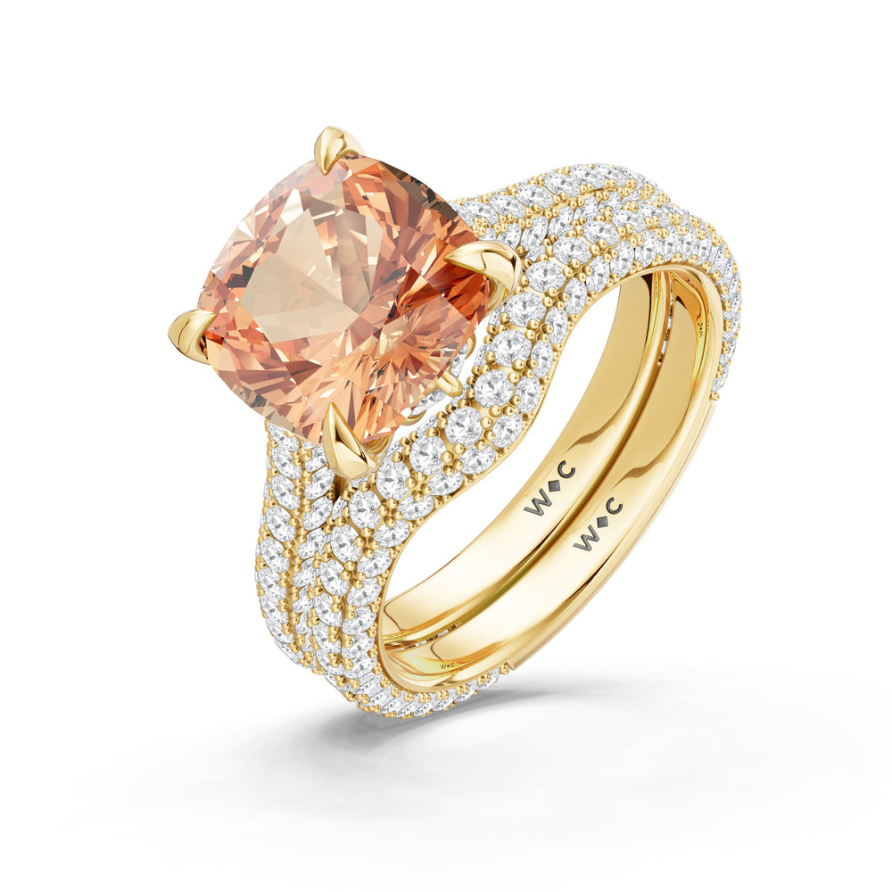 The Rouge Ring with Created Morganite Cut Diamond in 14KT Yellow Gold view 4
