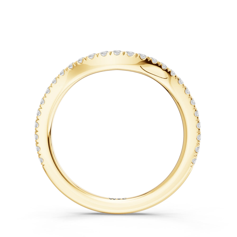 The Azurine Diamond Wedding Band with Created Emerald Cut Diamond in 14KT Yellow Gold view 2
