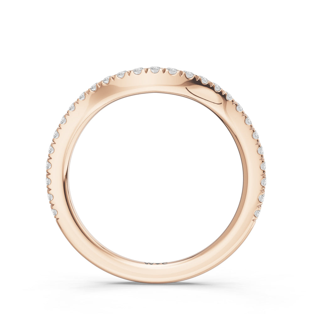 The Azurine Diamond Wedding Band with Created London Blue Topaz Cut Diamond in 14KT Rose Gold view 2
