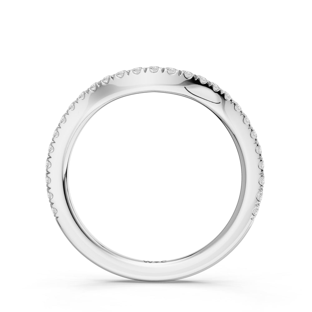 The Azurine Diamond Wedding Band with Created Emerald Cut Diamond in 14KT Platinum view 2
