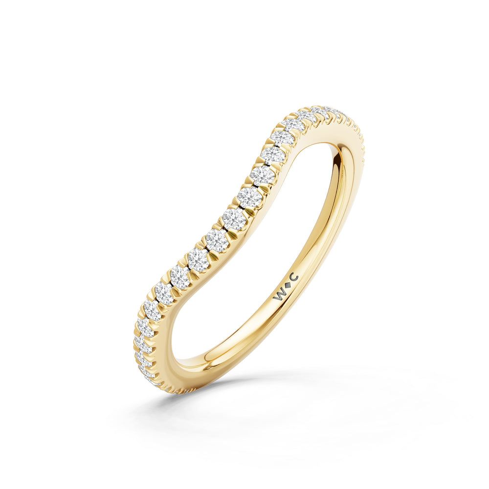 The Azurine Diamond Wedding Band with Created Ruby Cut Diamond in 14KT Yellow Gold view 4
