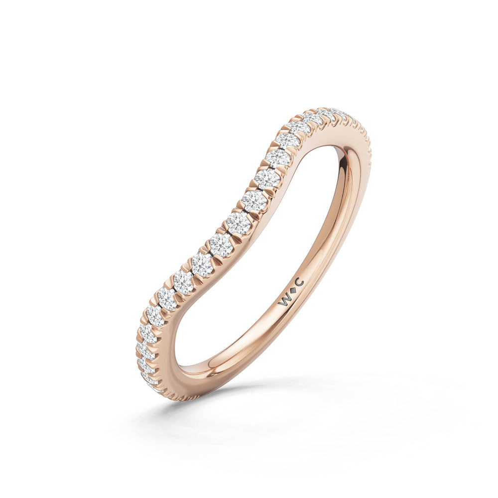 The Azurine Diamond Wedding Band with Created London Blue Topaz Cut Diamond in 14KT Rose Gold view 4
