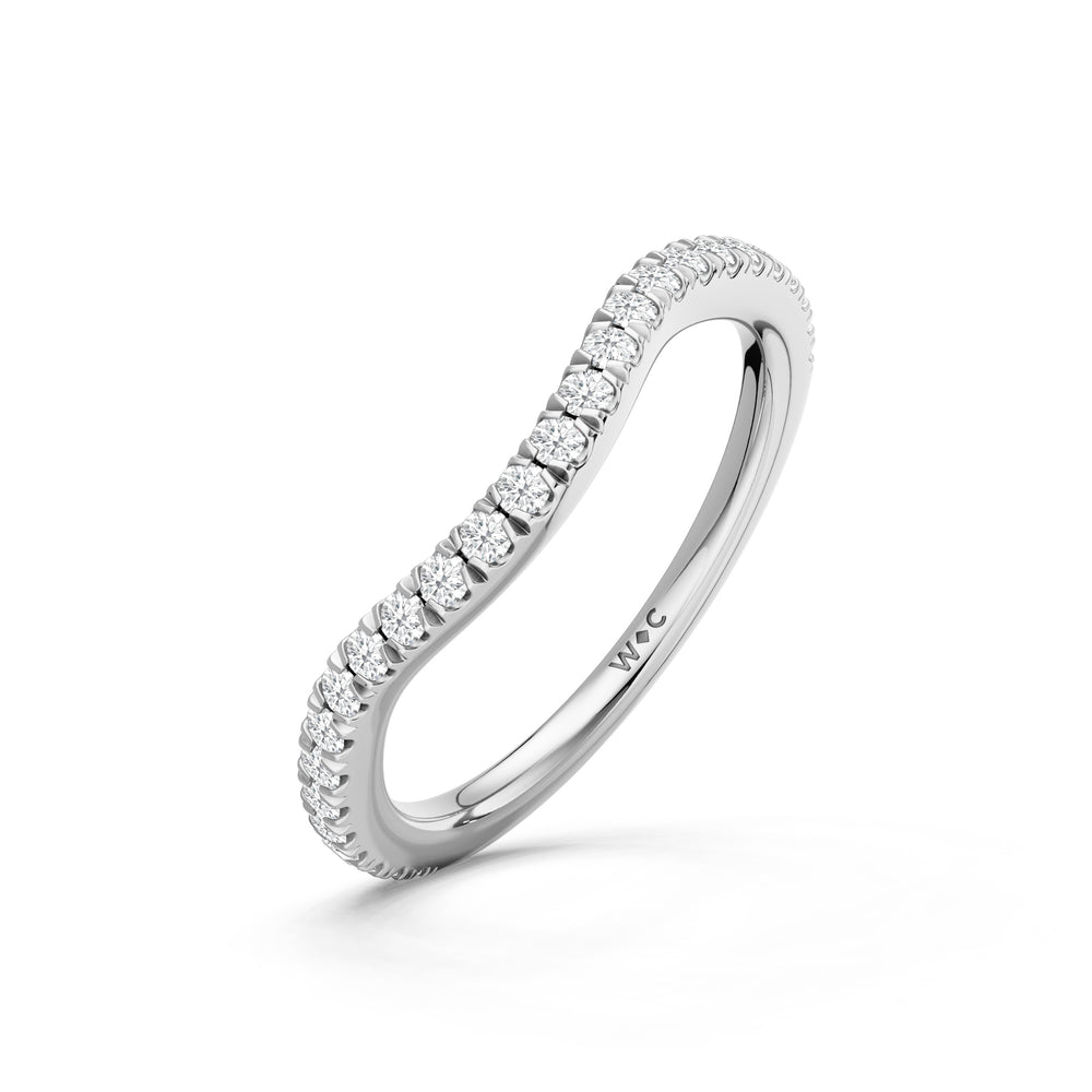 The Azurine Diamond Wedding Band with Created Morganite Cut Diamond in 14KT Platinum view 4

