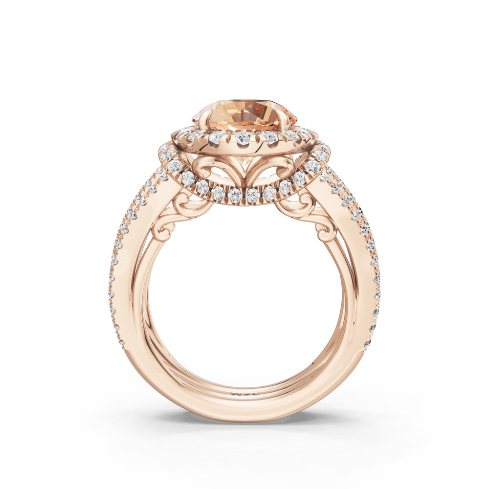 The Azurine Ring with 9X9 MM Cut Diamond in 14KT Rose Gold view 2
