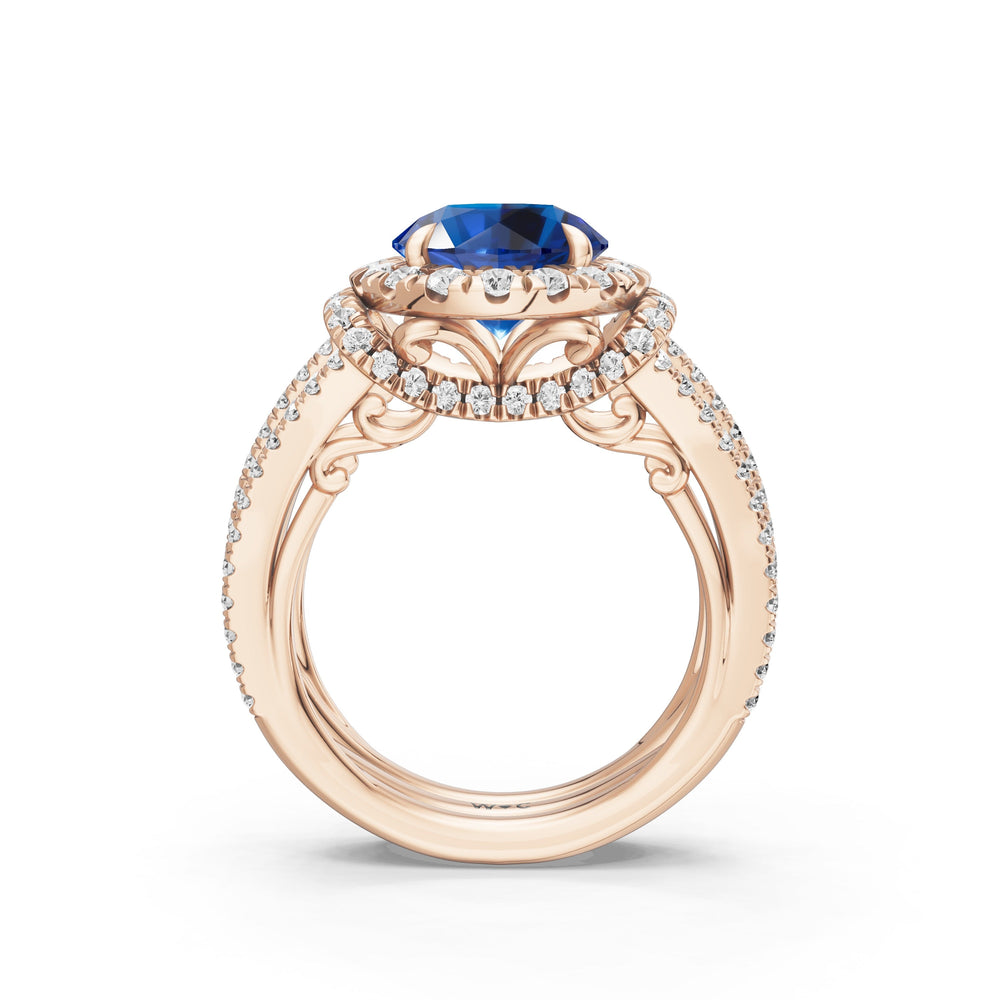 The Azurine Ring with 9X9 MM Cut Diamond in 14KT Rose Gold view 2
