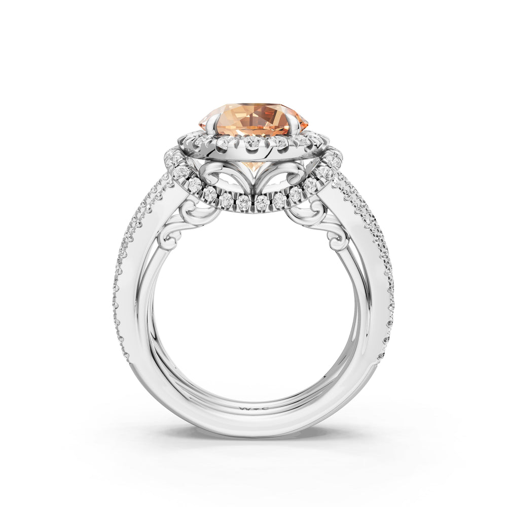 The Azurine Ring with Created Morganite Cut Diamond in 14KT Platinum view 2
