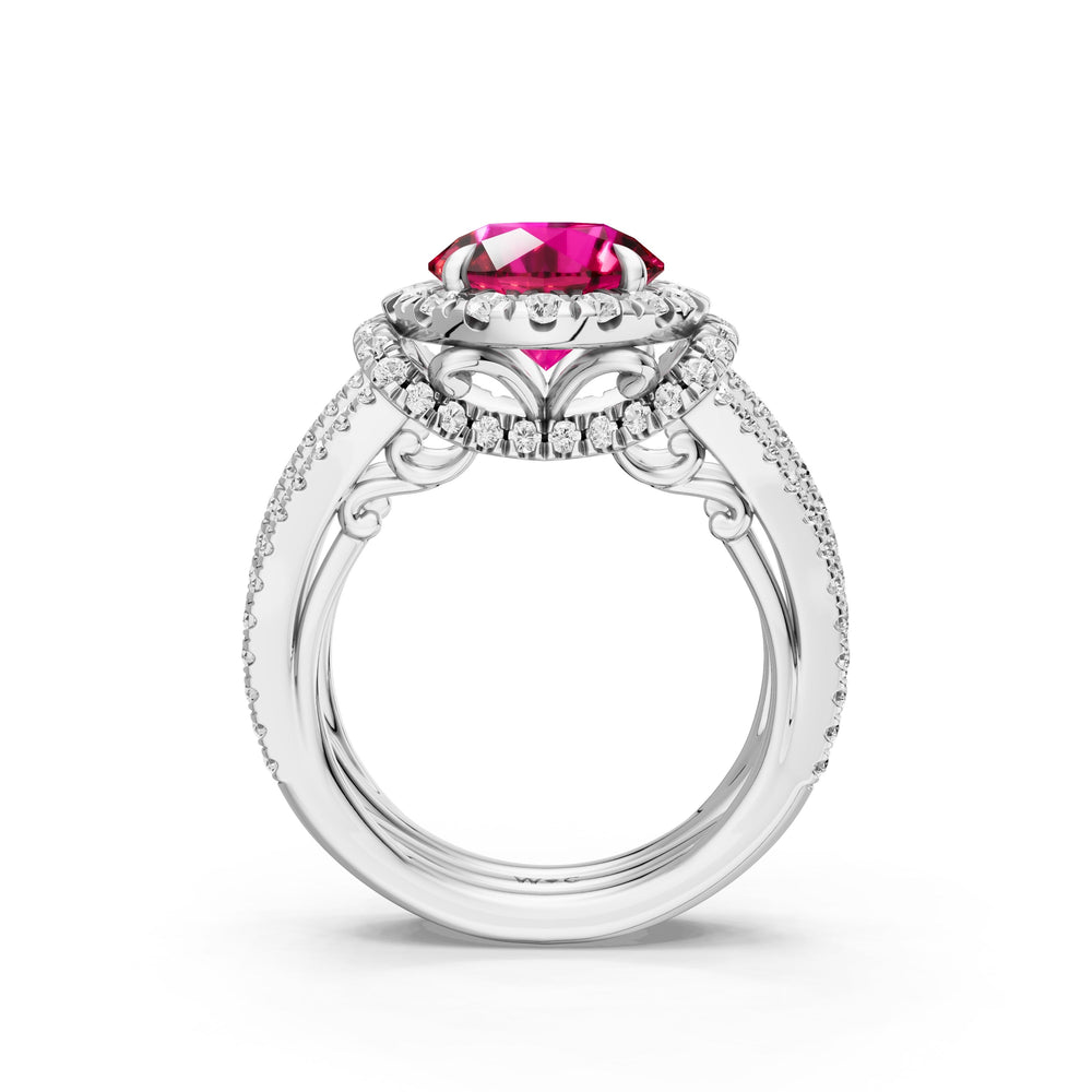The Azurine Ring with Created Ruby Cut Diamond in 14KT Platinum view 2
