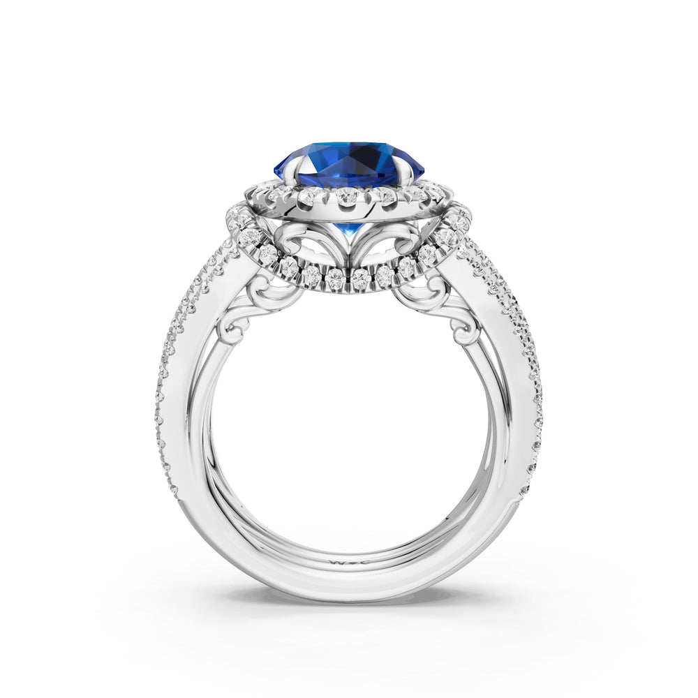 The Azurine Ring with 9X9 MM Cut Diamond in 14KT Platinum view 2
