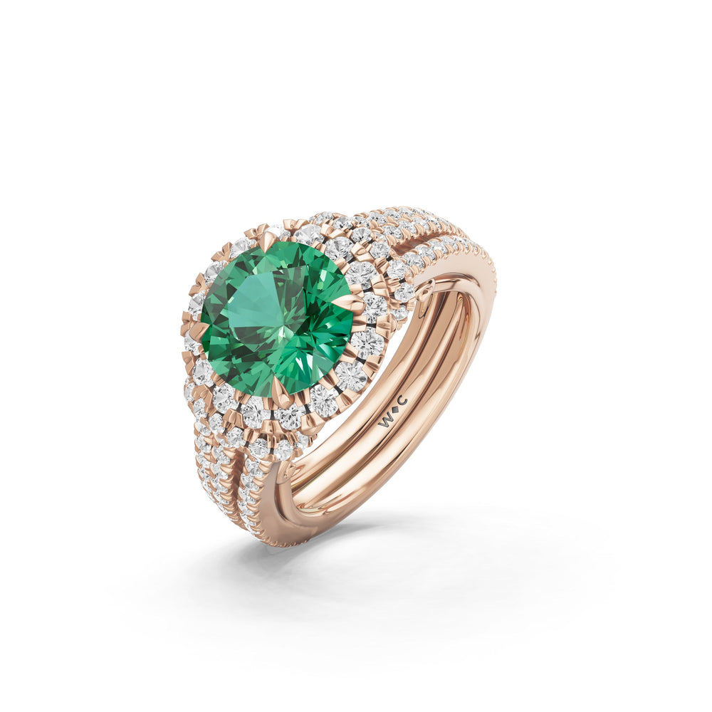 The Azurine Ring with Created Emerald Cut Diamond in 14KT Rose Gold view 3
