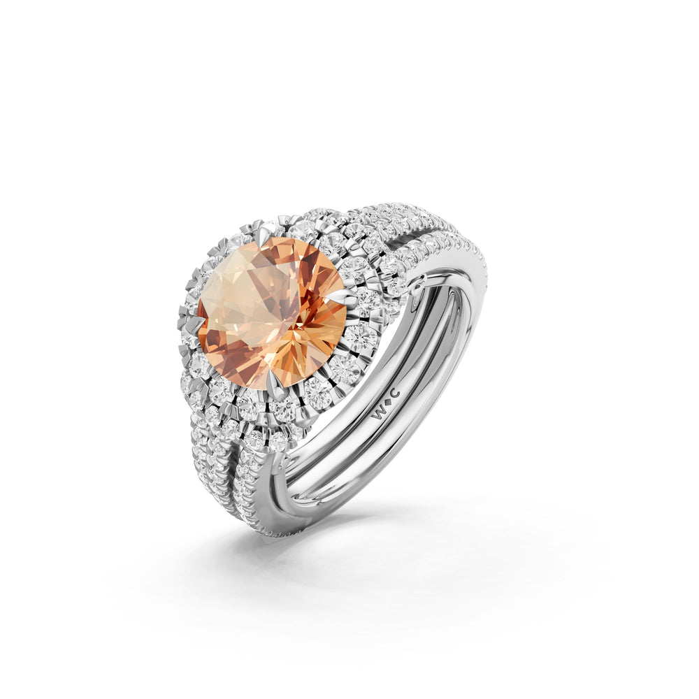 The Azurine Ring with Created Morganite Cut Diamond in 14KT Platinum view 3
